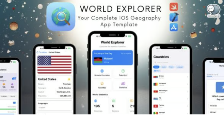 World Explorer - Complete iOS App Template | SwiftUI | In-App Purchase | Quiz Game | Geography