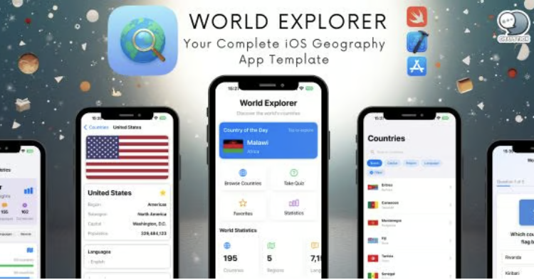 World Explorer - Complete iOS App Template | SwiftUI | In-App Purchase | Quiz Game | Geography