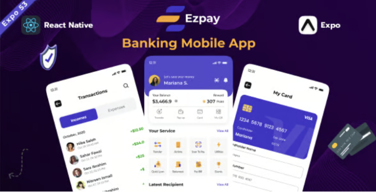 Ezpay | Banking & Finance React Native Expo Template