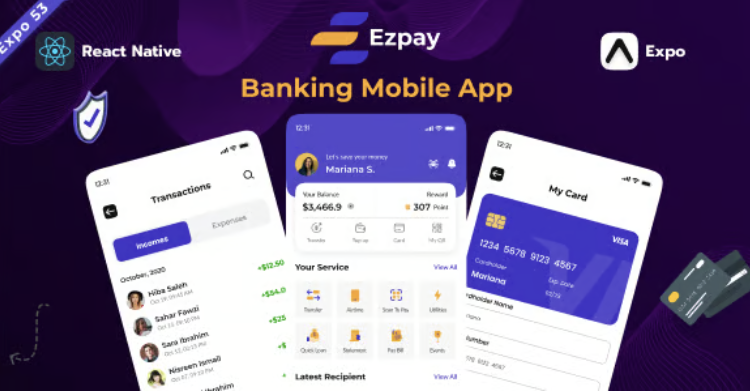 Ezpay | Banking & Finance React Native Expo Template
