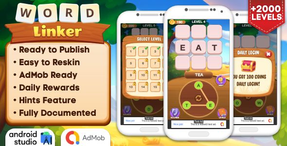 Word Linker - Puzzle Game Android Studio Project with AdMob Ads + Ready to Publish 2 Word Linker - Puzzle Game Android Studio Project with AdMob Ads + Ready to Publish