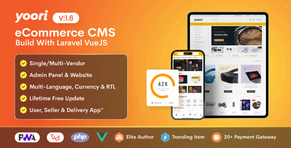 YOORI eCommerce | Single & Multi-Vendor PWA Marketplace CMS