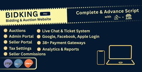 BidKing Pro – Best Value Auction Script with Analytics, Tax Settings & Buyer Insights