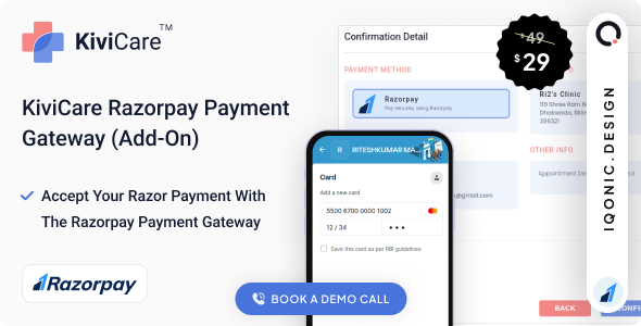 KiviCare WordPress Plugin Razorpay Add-on for Clinics