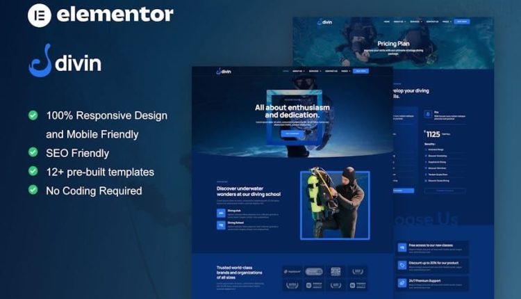 Divin – Diving Club Elementor ProTemplate Kit