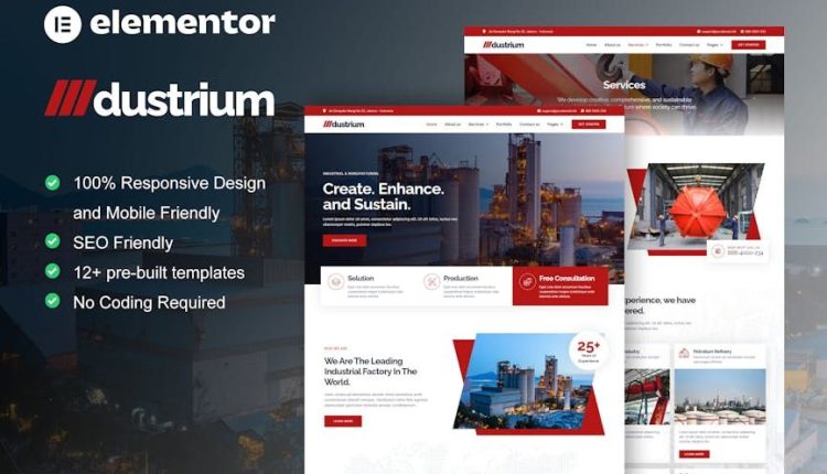 Dustrium – Industrial & Manufacturing Elementor Pro Template Kit