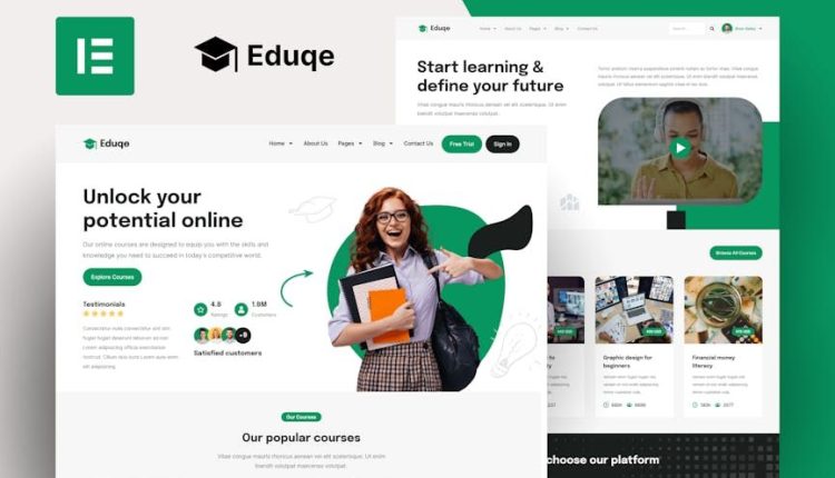 Eduqe – Online Courses Elementor Pro Template Kit