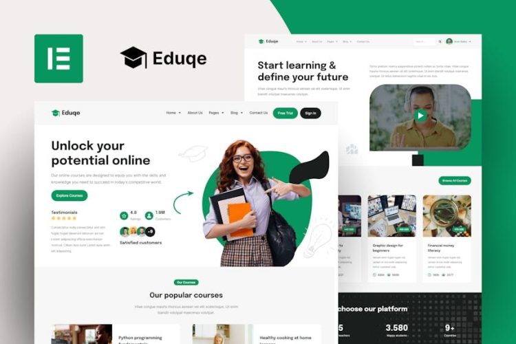 Eduqe – Online Courses Elementor Pro Template Kit
