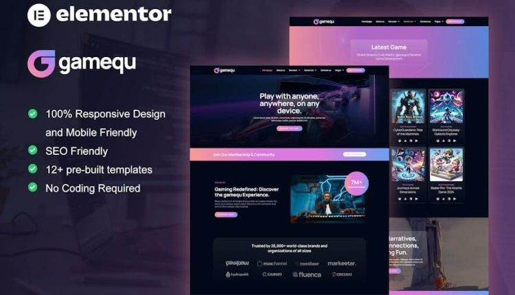 Gamequ – Game Publisher Elementor Pro Template Kit