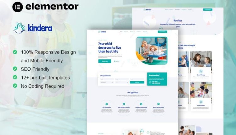 Kindera – Child Therapist & Psychologist Service Elementor Template Kit