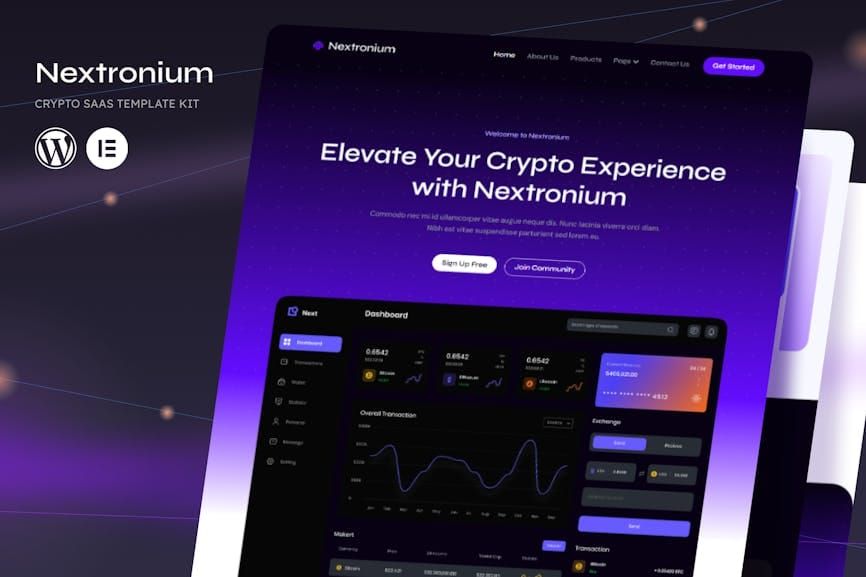 Nextronium – Crypto SaaS Elementor Template Kit