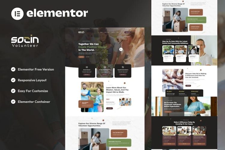 Socin – Volunteer & Charity Elementor Template Kit