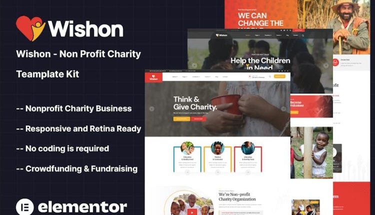 Wishon – Non Profit Charity Elementor Template Kit