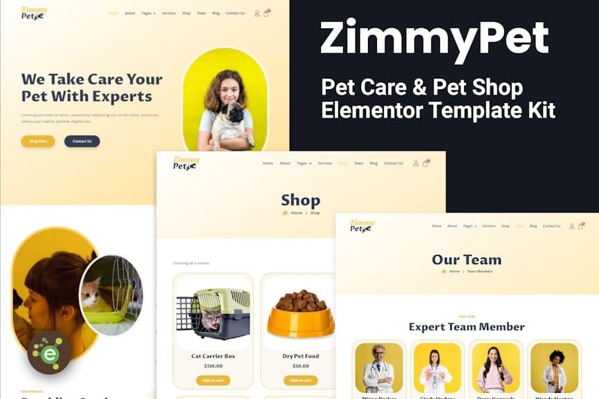 ZimmyPet – Pet Care & Store Elementor Template Kit