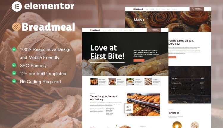 BreadMeal – Bakery & Cake Elementor Template Kit