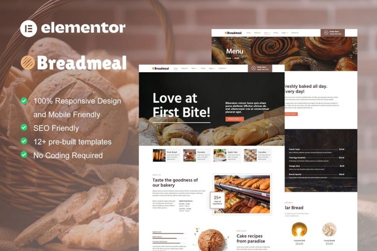 BreadMeal – Bakery & Cake Elementor Template Kit