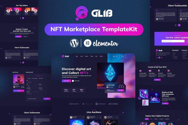 Glib - NFT Marketplace Elementor Pro Template Kit