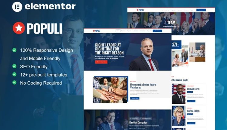 Populi – Politician Elementor Template Kit
