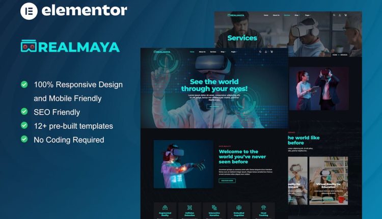 RealMaya – Virtual Reality Services & Shop Elementor Template Kit