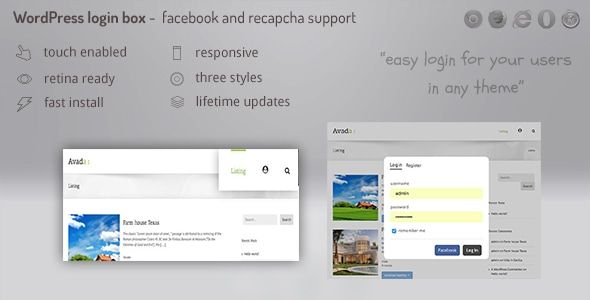 Login lightbox wordpress - easy login / register with facebook, buddypress and recapcha support