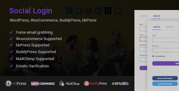 Social Login for WordPress WooCommerce BuddyPress bbPress