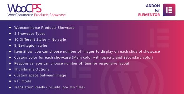 WooCommerce Products Showcase for Elementor WordPress Plugin