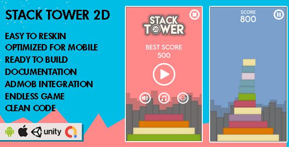 Stack Tower 2D - Unity Game - Android Hypercasual Game 2 Stack Tower 2D - Unity Game - Android Hypercasual Game