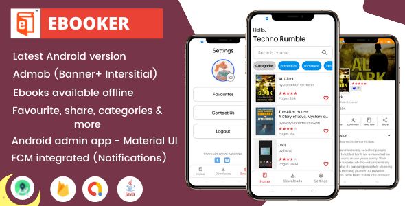 Ebooker - Android Ebooks App (PDF, Firebase, Material Design, Admin Panel, Admob, FCM)