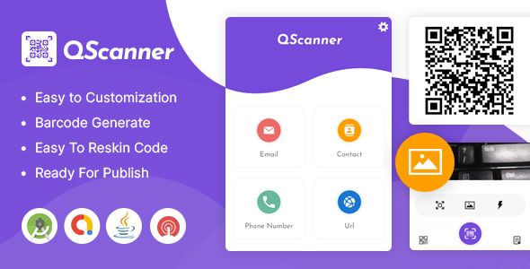 QScanner - Multipurpose QR Barcode Scanner & Generator | Admob | OneSignal Push Notification