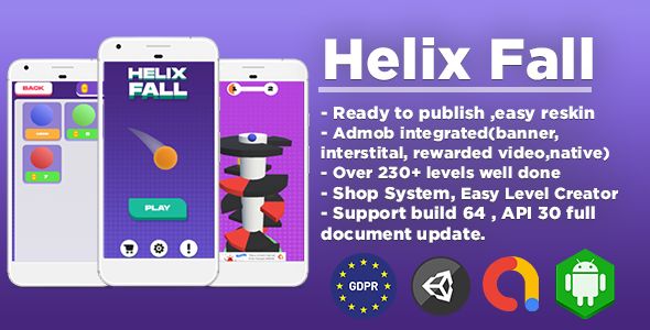 Helix Fall 230+ Levels (Unity Game Template + Admob Ads + GDPR Consent) 2 Helix Fall 230+ Levels (Unity Game Template + Admob Ads + GDPR Consent)