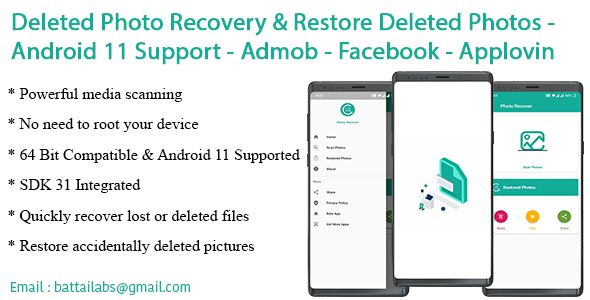 Deleted Photo Recovery & Restore Deleted Photos - Android 11 Support - Admob - Facebook - Applovin