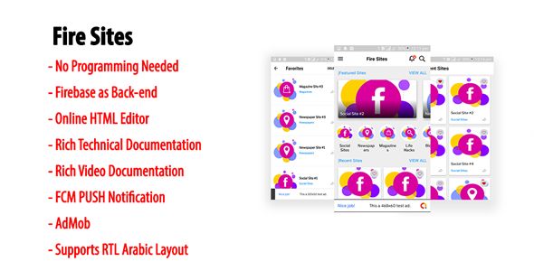 Fire Sites | Native Android Multi-category & Multi-site WebView App with Firebase Back-end