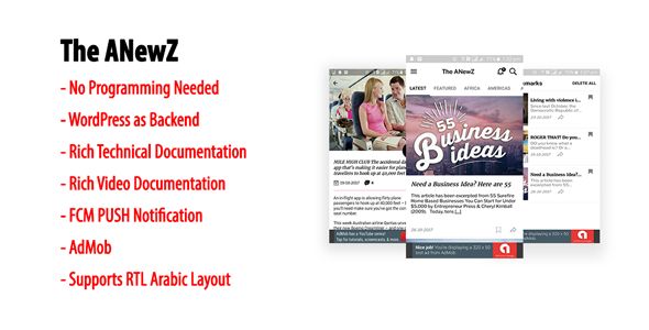 ANewZ | Native Android News App for WordPress Site with AdMob & FCM PUSH Notification