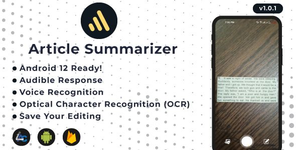 Image to Text - Article Summarizer, OCR, Voice Typing, Audible Output - Android, AdMob, OneSignal