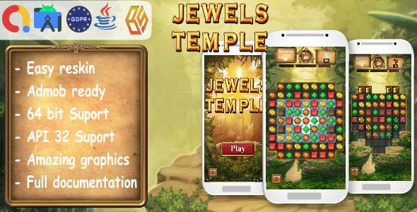Jewels Temple Quest Clone - Android Studio Match 3 Game with AdMob Ads + Ready to Publish 2 Jewels Temple Quest Clone - Android Studio Match 3 Game with AdMob Ads + Ready to Publish