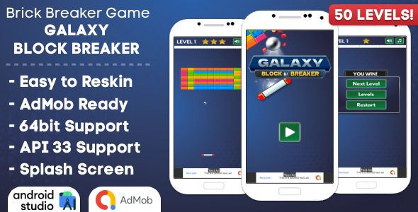 Galaxy Block Breaker - Brick Breaker Game Android Studio Project with AdMob Ads + Ready to Publish 2 Galaxy Block Breaker - Brick Breaker Game Android Studio Project with AdMob Ads + Ready to Publish