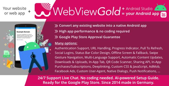 WebViewGold for Android – WebView URL/HTML to Android app + Push, URL Handling, APIs & much more! – NULLED v15.9