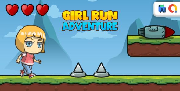 Girl Run Adventure - Runner Game Android Studio Project with AdMob Ads + Ready to Publish