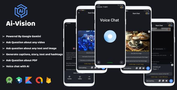 AiVision Powered By Gemini, Video Input, Image Input, Voice Chat, Complete Android App