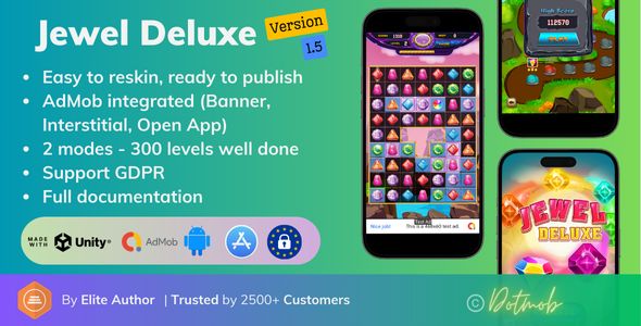 Jewel Deluxe - Unity Complete Project (Android + iOS + AdMob) 2 Jewel Deluxe - Unity Complete Project (Android + iOS + AdMob)