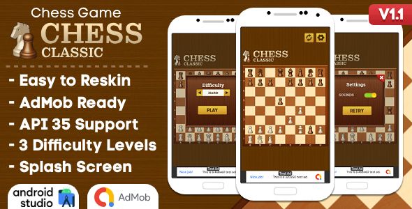 Chess Classic - Chess Game Android Studio Project with AdMob Ads + Ready to Publish