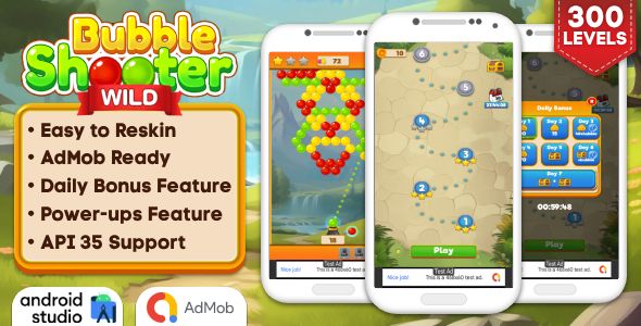 Bubble Shooter Wild – Bubble Shooter Game Android Studio Project with AdMob Ads + Ready to Publish