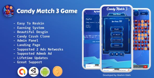Candy Match 3 Game with Earning System and Admin Panel + Landing Page 2 Candy Match 3 Game with Earning System and Admin Panel + Landing Page