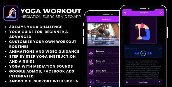 Yoga Workout Exercise Mediation Video with AdMob Ads Android
