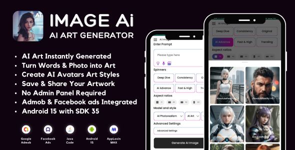 ImageAI AI Art Generator with AdMob Ads Android