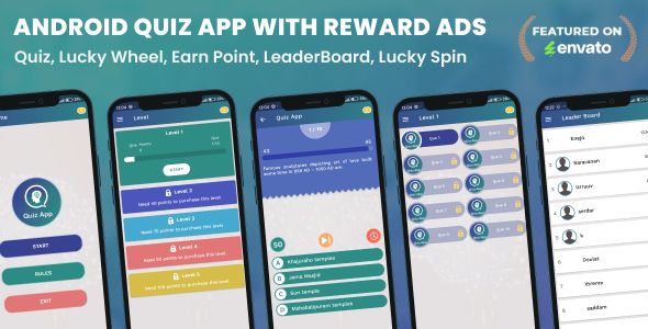 Android Quiz App with Reward Ads (Quiz, Lucky Wheel, Earn Point, LeaderBoard, Lucky Spin)