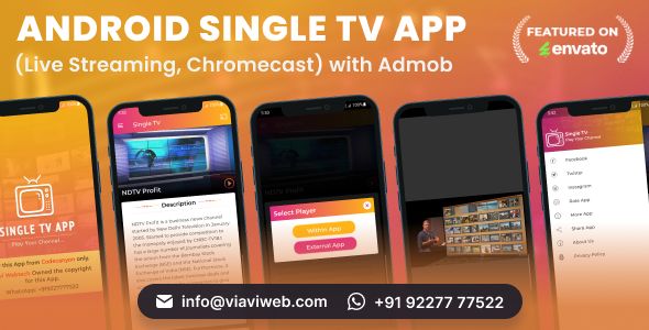 Android Single TV App (Live Streaming, Chromecast) with Admob