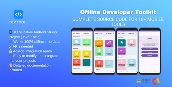 Developer Toolkit – Complete Source Code for 18+ Mobile Tools