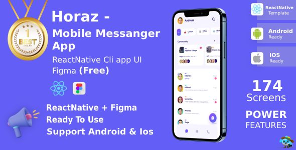 Fun Mobile Messenger App | UI Kit | ReactNative | Figma FREE | Life Time Update | Horaz