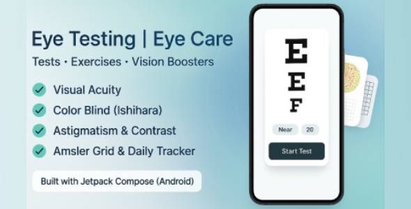 Android Eye Test & Eye Care App – Visual Acuity, Color Blind, Amsler, Exercises, Tracker